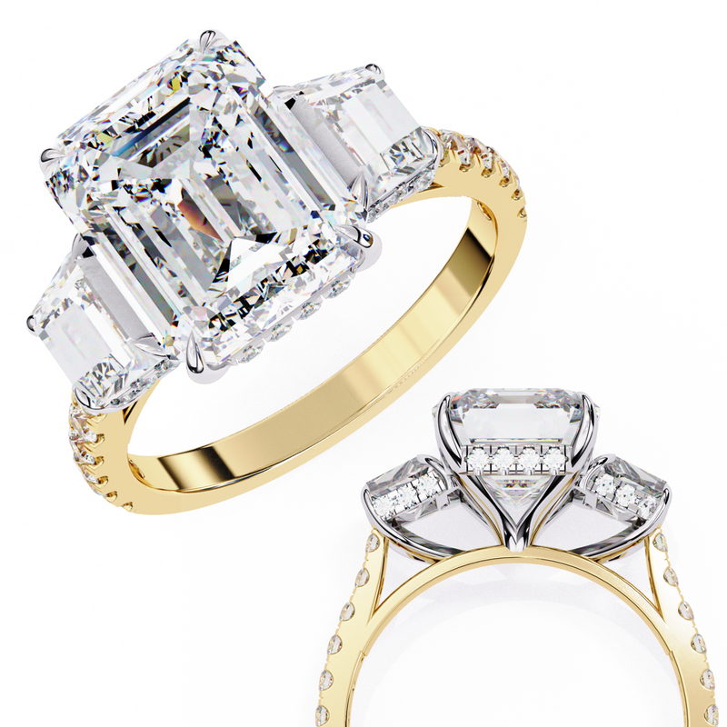 14k IGI certified emerald ring with E-F color VVS-VS clarity diamonds 126