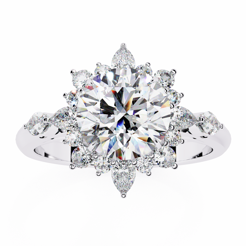 14k Gold Round Lab Grown Diamond Engagement Ring, E-F VVS-VS Round Brilliant Solitaire Ring