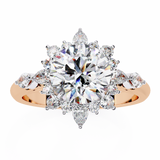 14k Gold Round Lab Grown Diamond Engagement Ring, E-F VVS-VS Round Brilliant Solitaire Ring