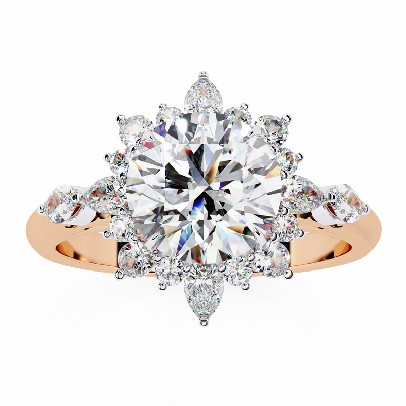 14k Gold Round Lab Grown Diamond Engagement Ring, E-F VVS-VS Round Brilliant Solitaire Ring