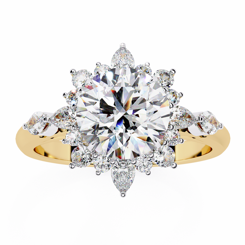 14k Gold Round Lab Grown Diamond Engagement Ring, E-F VVS-VS Round Brilliant Solitaire Ring