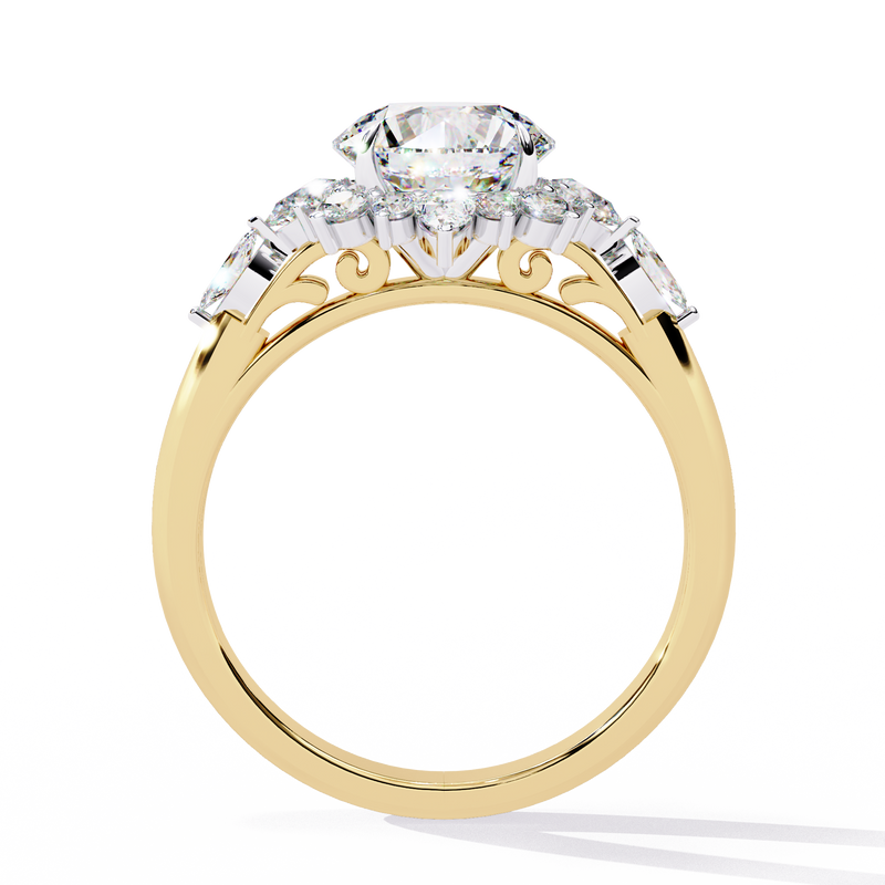14k Gold Round Lab Grown Diamond Engagement Ring, E-F VVS-VS Round Brilliant Solitaire Ring