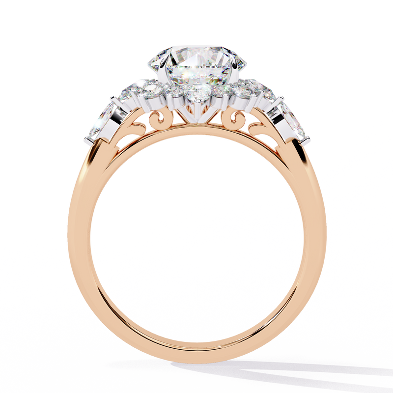 14k Gold Round Lab Grown Diamond Engagement Ring, E-F VVS-VS Round Brilliant Solitaire Ring