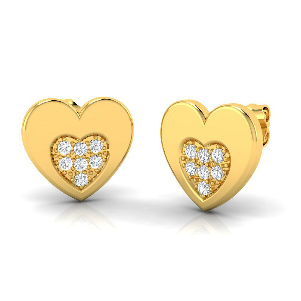 Lab Grown Diamond Heart Shape Earring in Gold Plated Sterling Silver (.925)