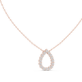 14K Lab Grown Diamond Pear Halo Necklace Pendant, E-F Color, VVS-VS Clarity