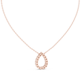 14K Lab Grown Diamond Pear Halo Necklace Pendant, E-F Color, VVS-VS Clarity