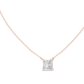 14K Lab Grown Princess Diamond Necklace Pendant, E-F Color, VVS-VS Clarity