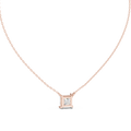 14K Lab Grown Princess Diamond Necklace Pendant, E-F Color, VVS-VS Clarity
