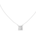 14K Lab Grown Princess Diamond Necklace Pendant, E-F Color, VVS-VS Clarity