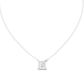 14K Lab Grown Princess Diamond Necklace Pendant, E-F Color, VVS-VS Clarity