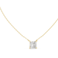 14K Lab Grown Princess Diamond Necklace Pendant, E-F Color, VVS-VS Clarity