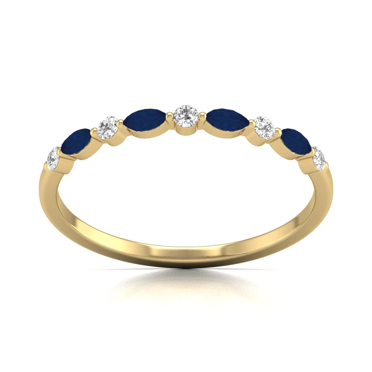 Natural Round Diamond and Marquise shape Gemstone Ring in 14K White and Yellow Gold