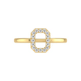 Round Cut Natural Diamond Emerald Shape Fashion Ring for Women in 14K White and Yellow Gold.