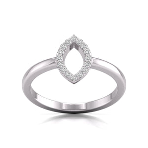 Round Cut Natural Diamond Marquise Shape Fashion Ring for Women in 14K White and Yellow Gold.