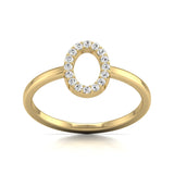 Round Cut Natural Diamond Fashion Oval Shape Ring for Women in 14K White and Yellow Gold.