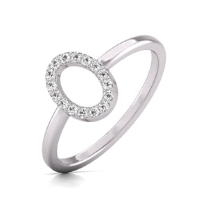 Round Cut Natural Diamond Fashion Oval Shape Ring for Women in 14K White and Yellow Gold.