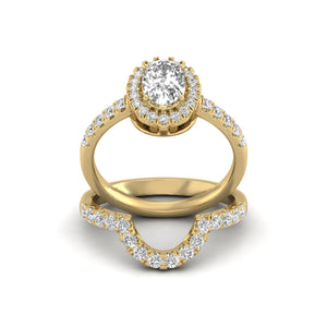 LAB GROWN DIAMOND OVAL SHAPE BRIDAL SET IN 14K WHITE AND YELLOW GOLD