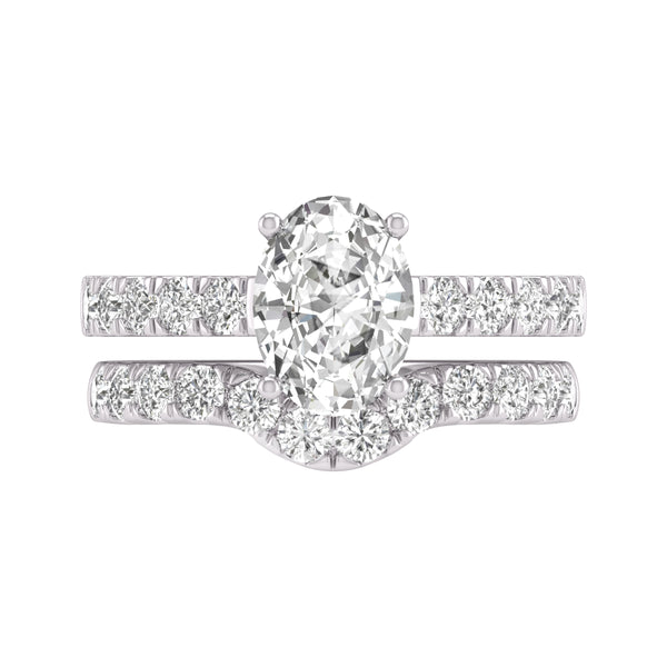 2.5CT TW LAB GROWN DIAMOND OVAL SHAPE BRIDAL SET IN 14K WHITE AND YELLOW GOLD