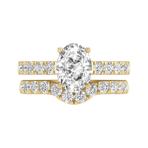 2.5CT TW LAB GROWN DIAMOND OVAL SHAPE BRIDAL SET IN 14K WHITE AND YELLOW GOLD