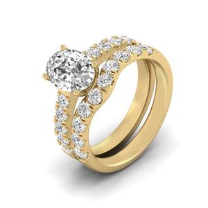 LAB GROWN DIAMOND OVAL SHAPE BRIDAL SET IN 14K WHITE AND YELLOW GOLD