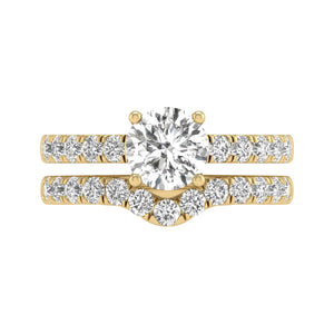 1/2CT TW LAB GROWN DIAMOND ROUND SHAPE BRIDAL SET IN 14K WHITE AND YELLOW GOLD