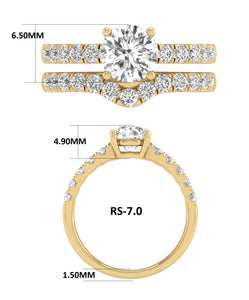 1/2CT TW LAB GROWN DIAMOND ROUND SHAPE BRIDAL SET IN 14K WHITE AND YELLOW GOLD