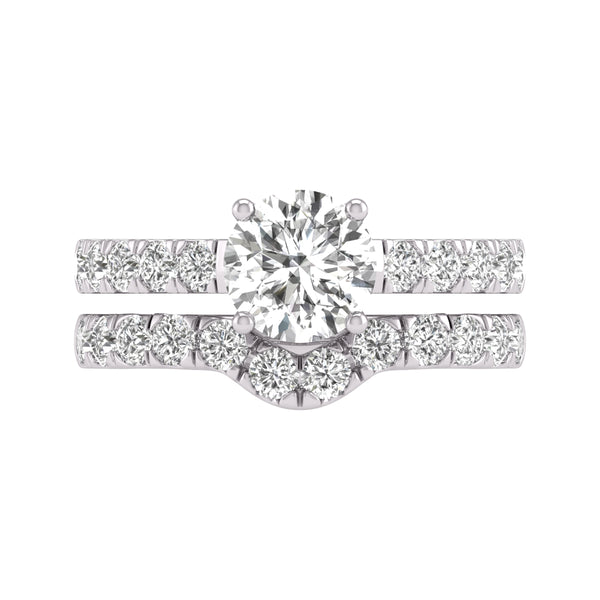 2.5CT TW LAB GROWN DIAMOND ROUND SHAPE BRIDAL SET IN 14K WHITE AND YELLOW GOLD