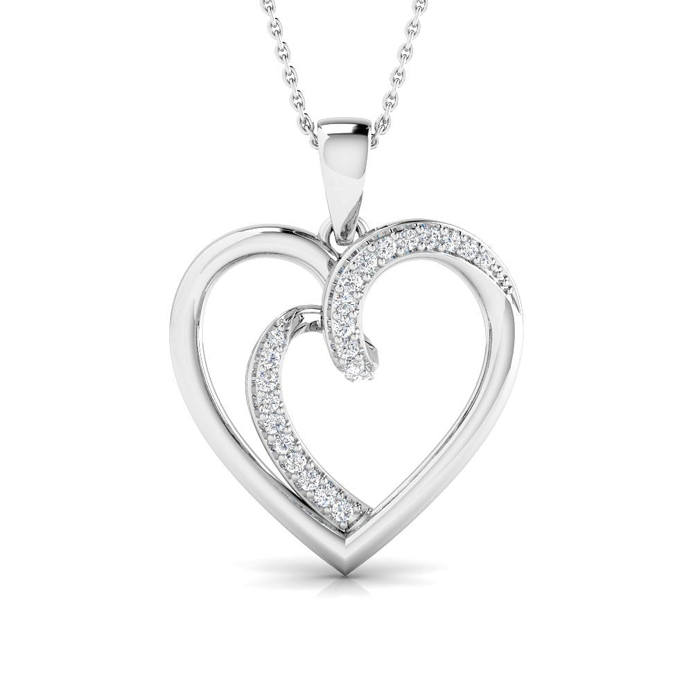 Lab Grown Diamond Heart Shape Pendant in Sterling silver (.925)