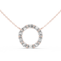 14K Lab Grown Diamond Circle Necklace Pendant, E-F Color, VVS-VS Clarity