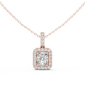 14K Lab Grown Cushion Halo Necklace Pendant, E-F Color, VVS-VS Clarity