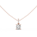 14K Lab Grown Cushion Diamond Necklace Pendant, E-F Color, VVS-VS Clarity