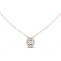 14K Lab Grown Oval Halo Necklace Pendant, E-F Color, VVS-VS Clarity