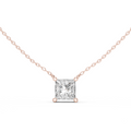 14K Lab Grown Princess Diamond Necklace Pendant, E-F Color, VVS-VS Clarity