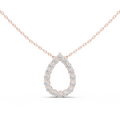 14K Lab Grown Diamond Pear Halo Necklace Pendant, E-F Color, VVS-VS Clarity
