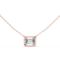 14K Lab Grown Emerald Diamond Bezel Necklace Pendant, E-F Color, VVS-VS Clarity