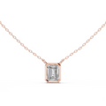 14K Lab Grown Emerald Diamond Bezel Necklace Pendant, E-F Color, VVS-VS Clarity