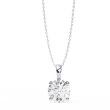 Classic 14K white gold pendant featuring a cushion-cut diamond solitaire, IGI certified with D–E color and VVS–VS clarity, finished with an elegant bail.