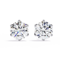 14K White Gold IGI Certified Round Diamond Millgrain Earrings, D-E Color, VVS/VS Clarity