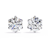 14K White Gold IGI Certified Round Diamond Millgrain Earrings, D-E Color, VVS/VS Clarity