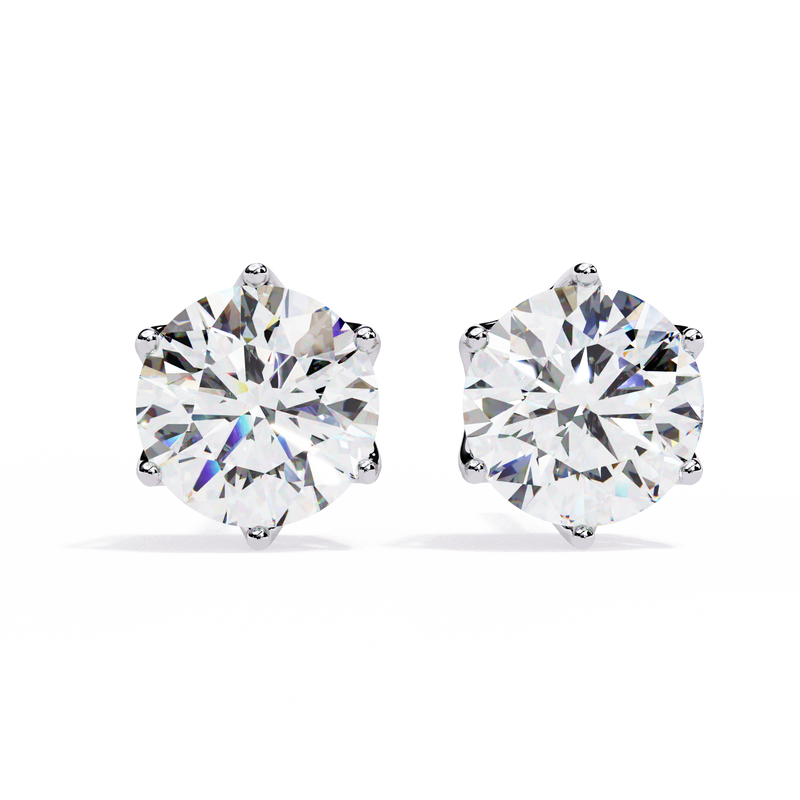 14K White Gold IGI Certified Round Diamond Millgrain Earrings, D-E Color, VVS/VS Clarity