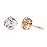 14K White Gold IGI Certified Round Solitaire Stud Earrings, 4 Triple Split Prongs, D-E Color, VVS/VS Clarity