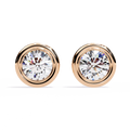 14K White Gold IGI Certified Round Solitaire Stud Earrings, Bezel, D-E Color, VVS/VS Clarity