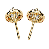 14K White Gold IGI Certified Round Diamond Halo Earrings, D-E Color, VVS/VS Clarity