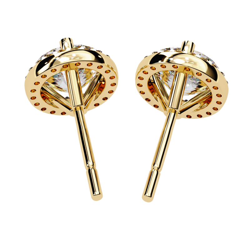14K White Gold IGI Certified Round Diamond Halo Earrings, D-E Color, VVS/VS Clarity
