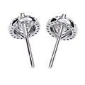 14K White Gold IGI Certified Round Diamond Halo Earrings, D-E Color, VVS/VS Clarity