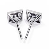 14K White Gold IGI Certified Princess Solitaire Stud Earrings, Bezel, D-E Color, VVS/VS Clarity