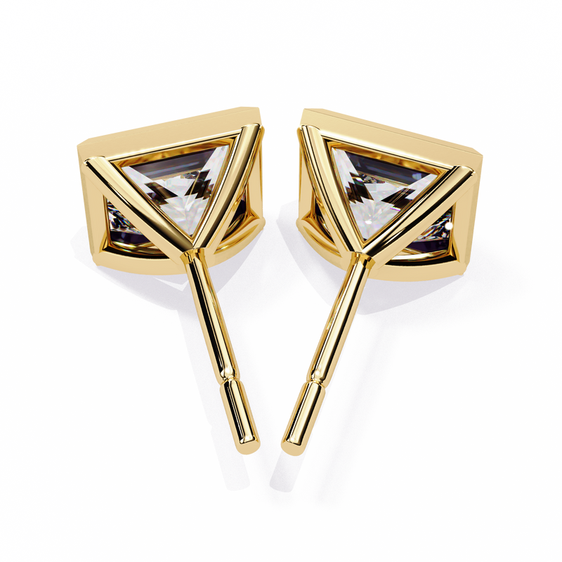 14K White Gold IGI Certified Princess Solitaire Stud Earrings, Bezel, D-E Color, VVS/VS Clarity