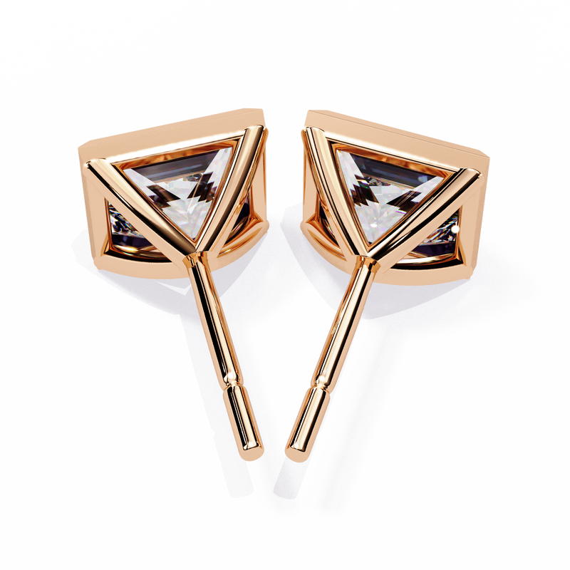 14K White Gold IGI Certified Princess Solitaire Stud Earrings, Bezel, D-E Color, VVS/VS Clarity