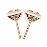14K White Gold IGI Certified Princess Solitaire Stud Earrings, Bezel, D-E Color, VVS/VS Clarity