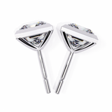 14K White Gold IGI Certified Princess Solitaire Stud Earrings, Bezel, D-E Color, VVS/VS Clarity